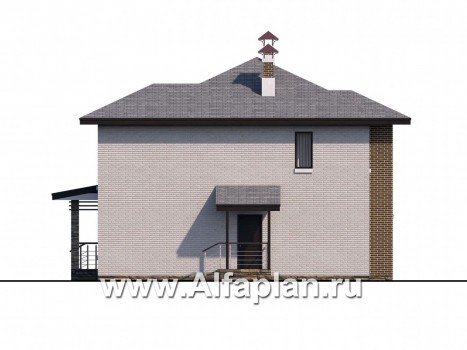 Проекты домов Альфаплан - «Квантум» - современный двухэтажный дом с большой террасой - превью фасада №4