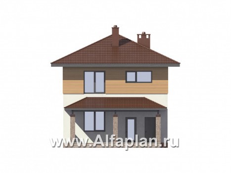 Проекты домов Альфаплан - Двухэтажный экономичный и компактный дом - превью фасада №1