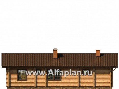Проекты домов Альфаплан - Одноэтажный бревенчатый дом для отдыха - превью фасада №4