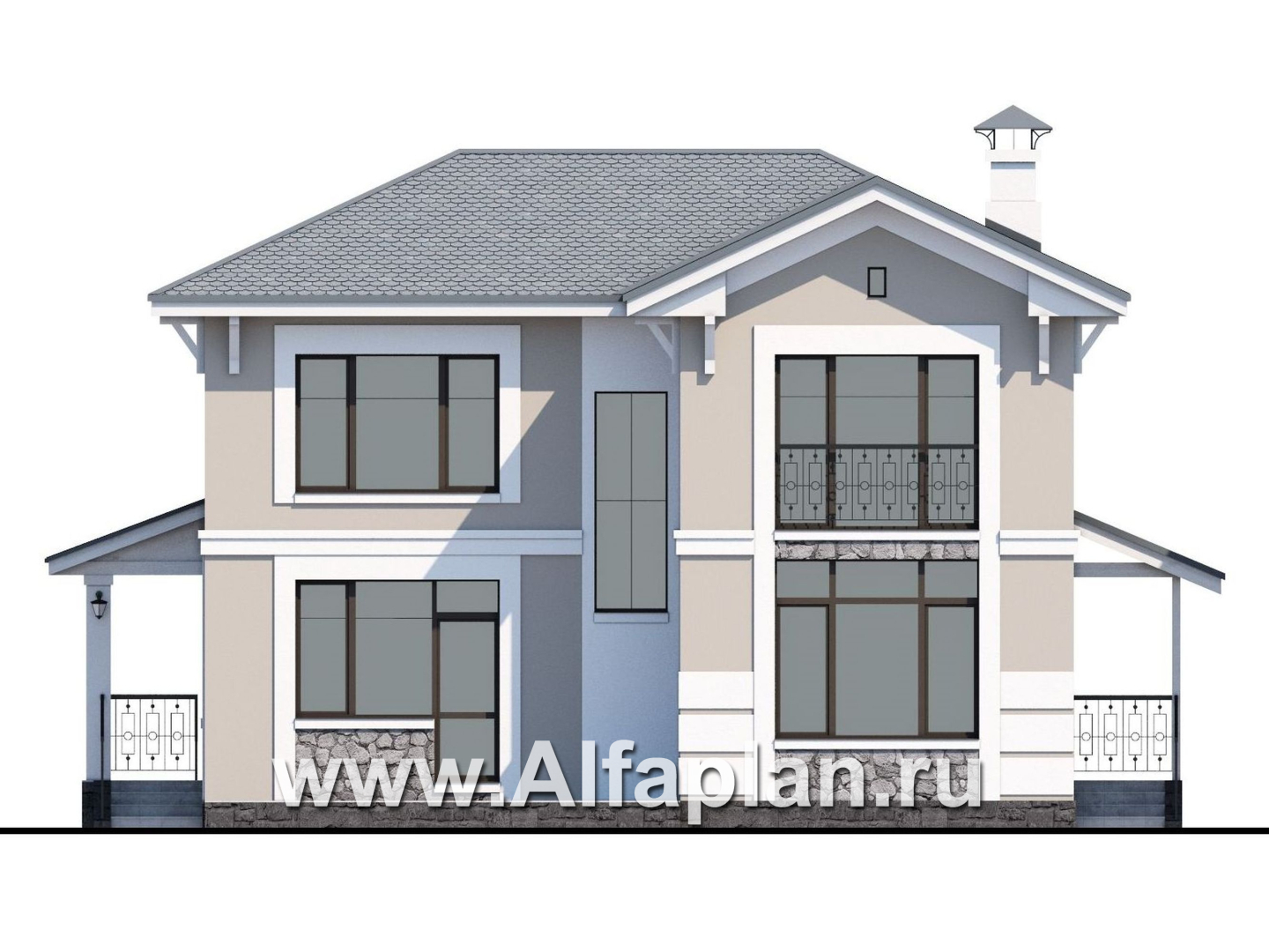 Проекты домов Альфаплан - «Невский стиль» - удобный и красивый двухэтажный дом - изображение фасада №4