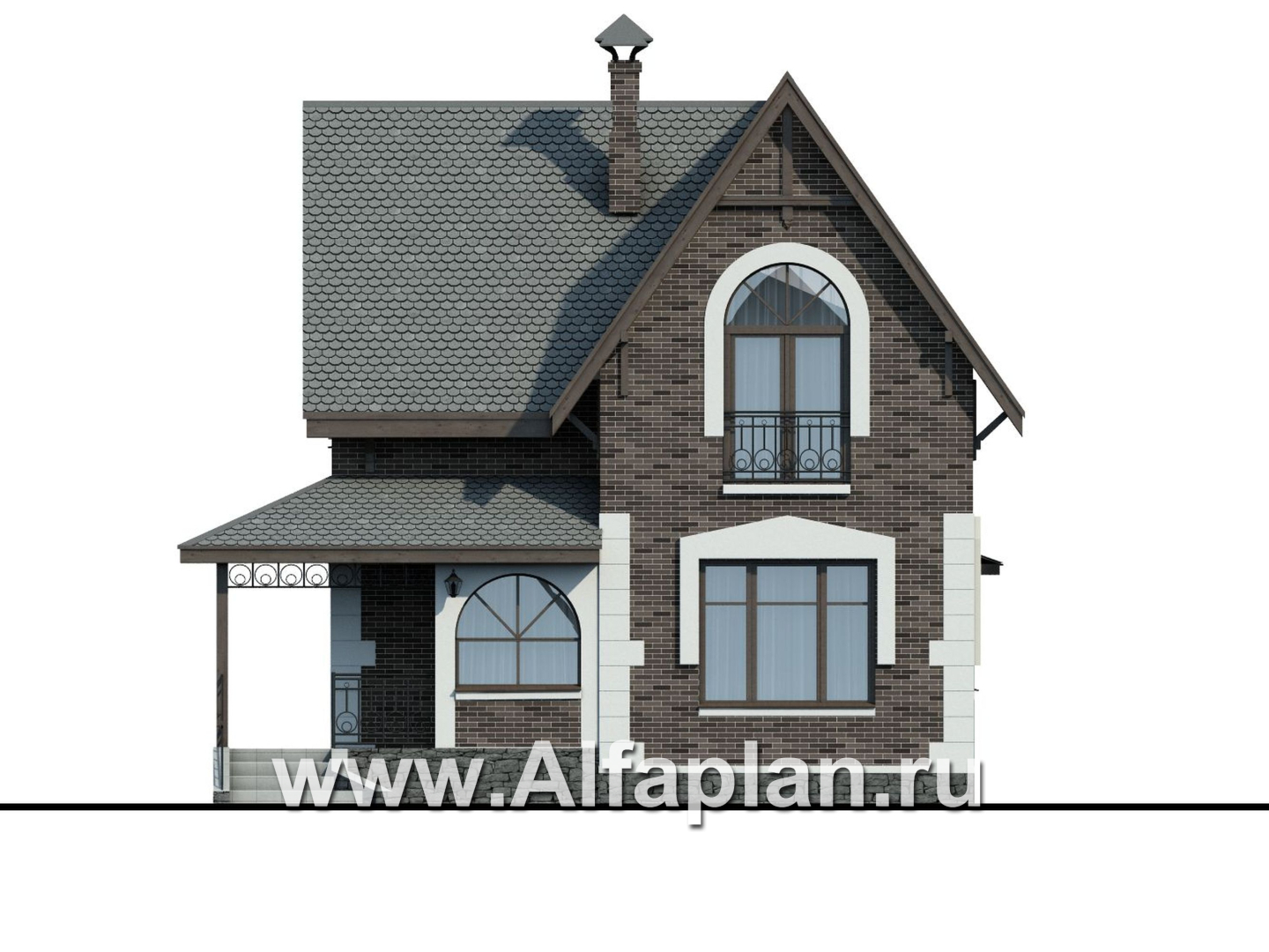 Проекты домов Альфаплан - Дом из газобетона «Оптима» для загородного отдыха - изображение фасада №1