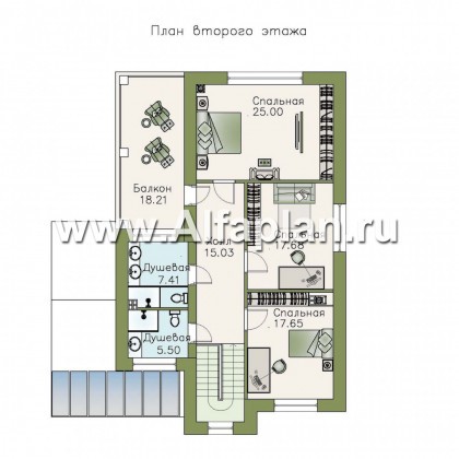 Проекты домов Альфаплан - «Флагман» - комфортабельный коттедж с бассейном и зоной spa - превью плана проекта №2