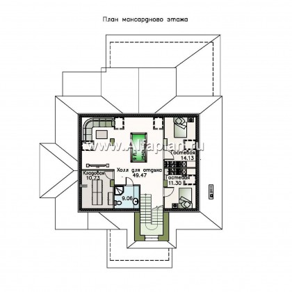 «Демидов» - проект двухэтажного дома, вилла с домашним кинотеатром и с террасой - превью план дома