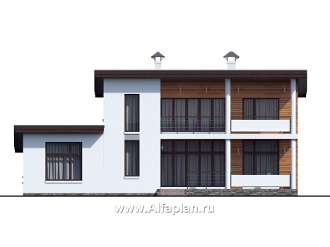 Проекты домов Альфаплан - «Сезанн» - современный стильный коттедж с односкатной кровлей - превью фасада №1