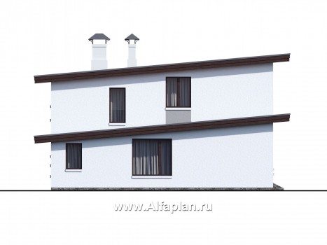 Проекты домов Альфаплан - «Сезанн» - современный стильный коттедж с односкатной кровлей - превью фасада №3