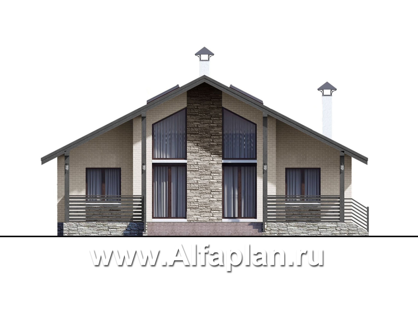 Проекты домов Альфаплан - «Моризо» - шале с четырьмя спальными комнатами - изображение фасада №1