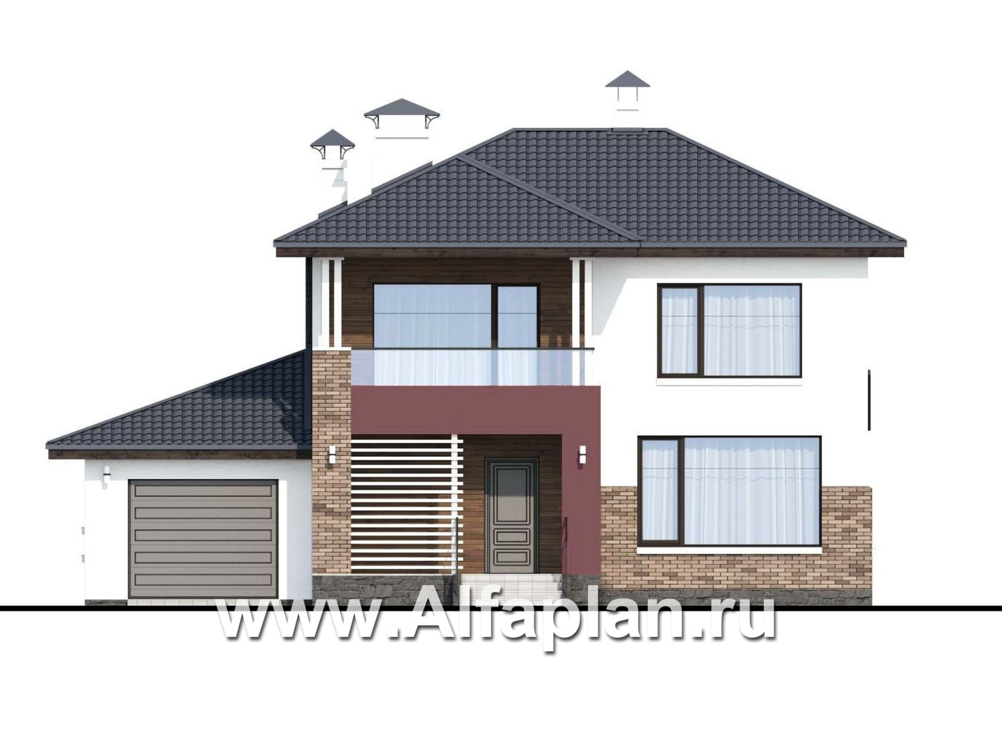 Проекты домов Альфаплан - «Орбита» - современный и удобный компактный дом - изображение фасада №1