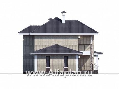 Проекты домов Альфаплан - «Саар» - современный двухэтажный дом с террасой и сауной - превью фасада №3