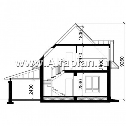 Проекты домов Альфаплан - Компактный мансардный дом с навесом для машины - превью плана проекта №3