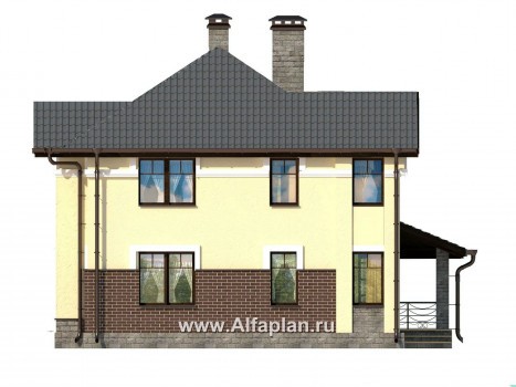Проекты домов Альфаплан - Компактный двухэтажный дом c с большой террасой - превью фасада №3