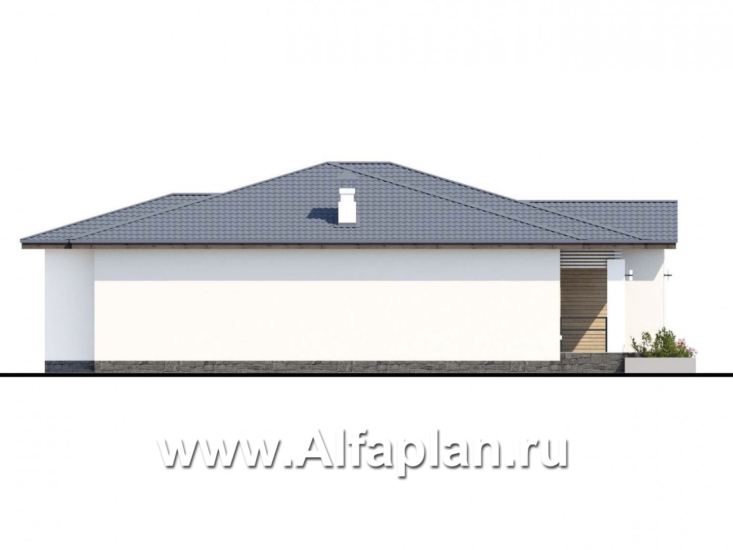 Проекты домов Альфаплан - «Калипсо» - комфортабельный одноэтажный дом - изображение фасада №3