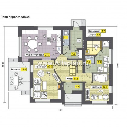 Проекты домов Альфаплан - Современный и рациональный двуxэтажный коттедж - превью плана проекта №1