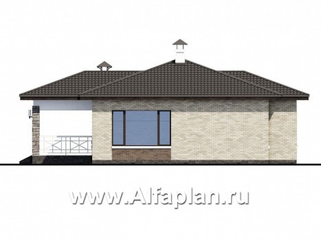 Проекты домов Альфаплан - «Грация» - современный компактный одноэтажный коттедж с террасой - превью фасада №4
