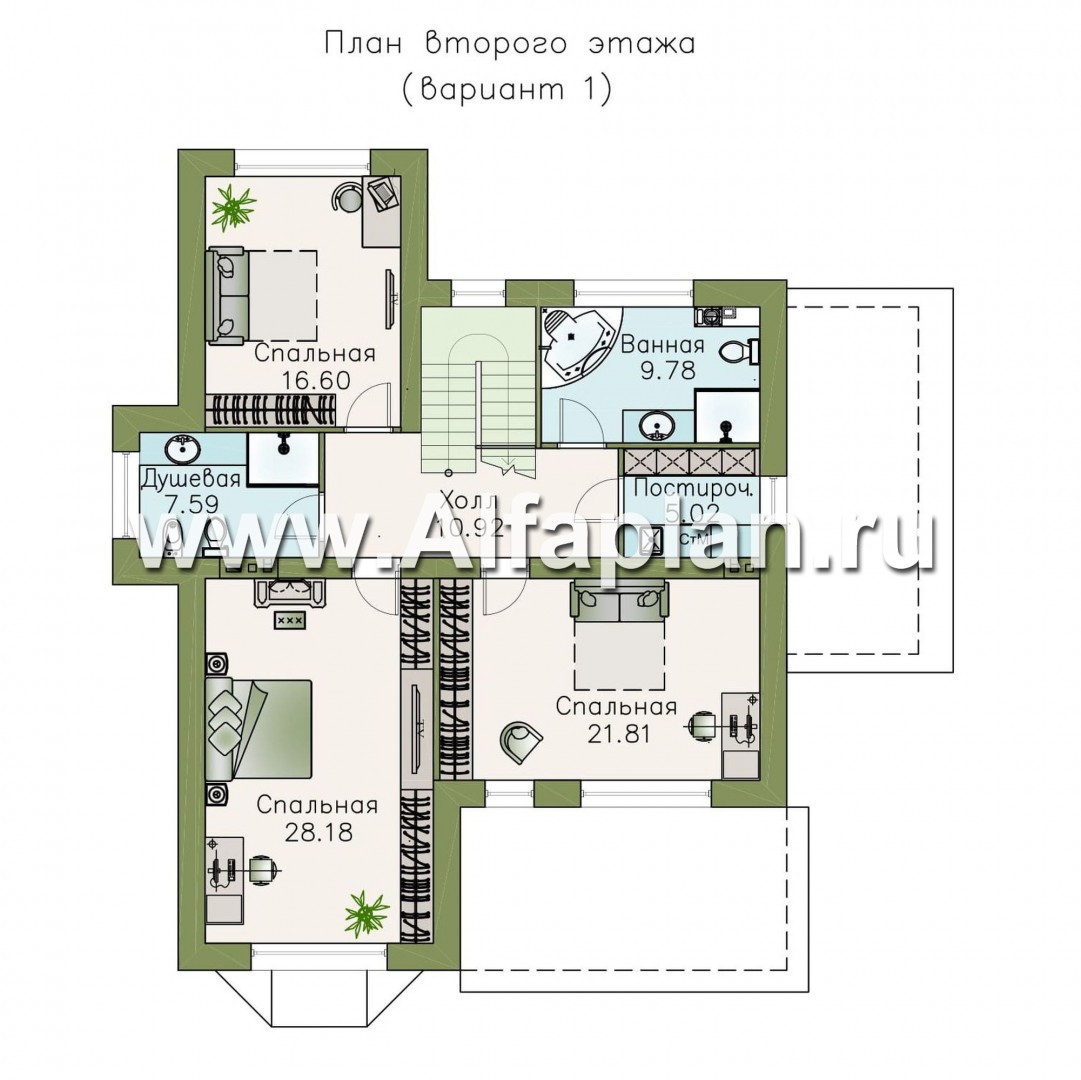 Проекты домов Альфаплан - «Галатея» - двухэтажный коттедж в традиционном стиле - изображение плана проекта №2