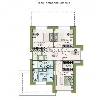 Проекты домов Альфаплан - «Борей» - стильный коттедж с односкатной крышей - превью плана проекта №2